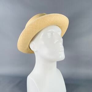 TURNBULL & ASSER Size L Beige Multi Color Woven Ribbon Straw Panama Hat
